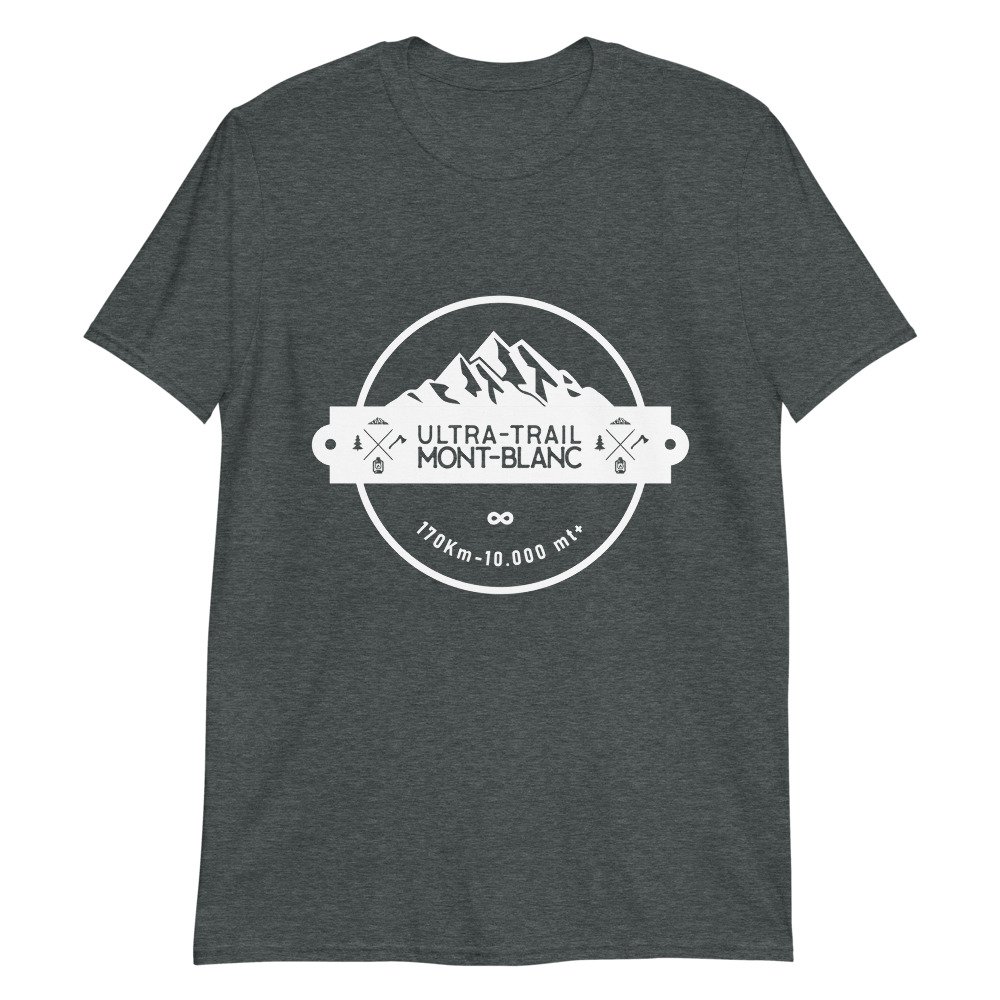 Camiseta Casual Unisex trail UTMB gris oscuro jaspeado