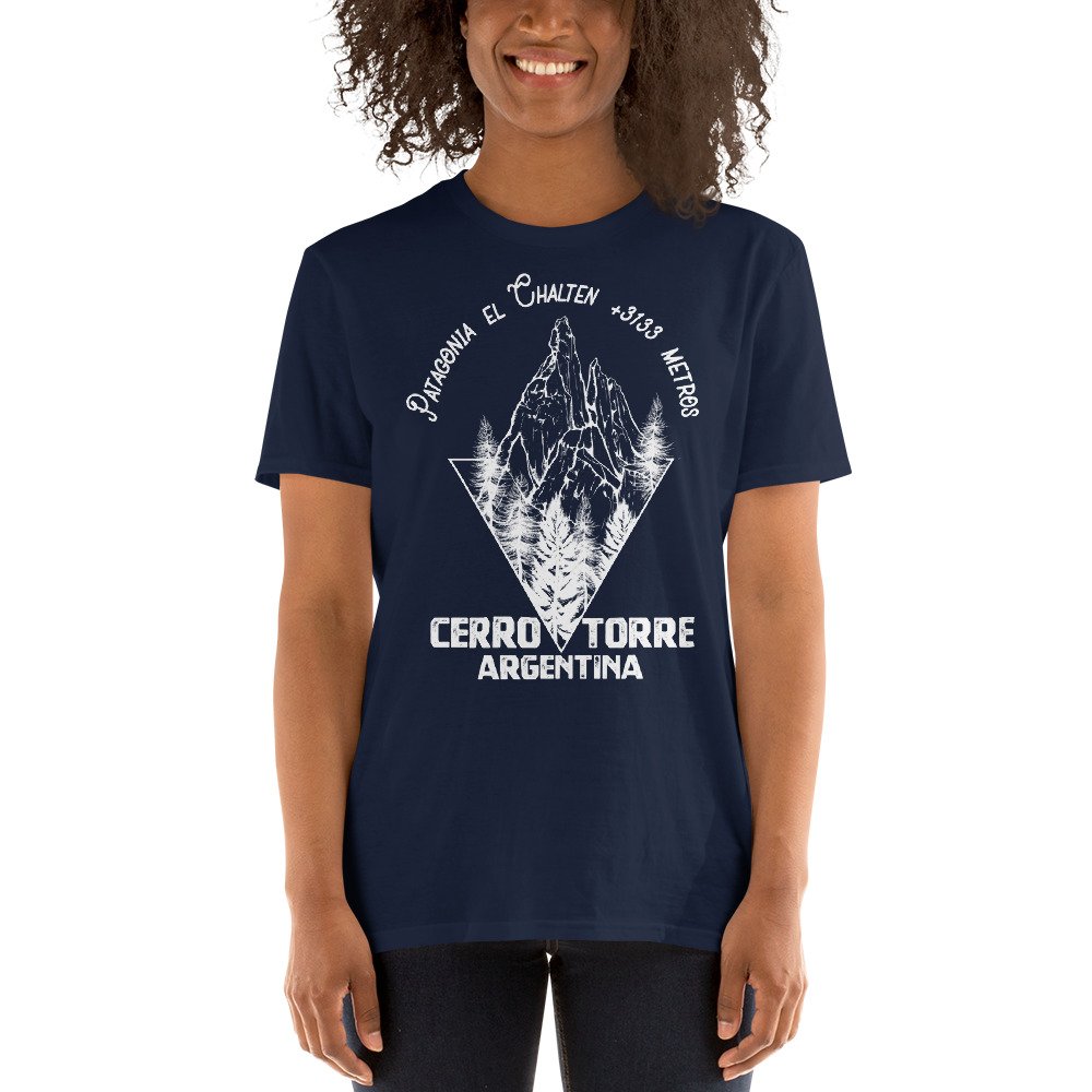 Camiseta Casual Unisex Mountain Cerro Torre azul navi mujer