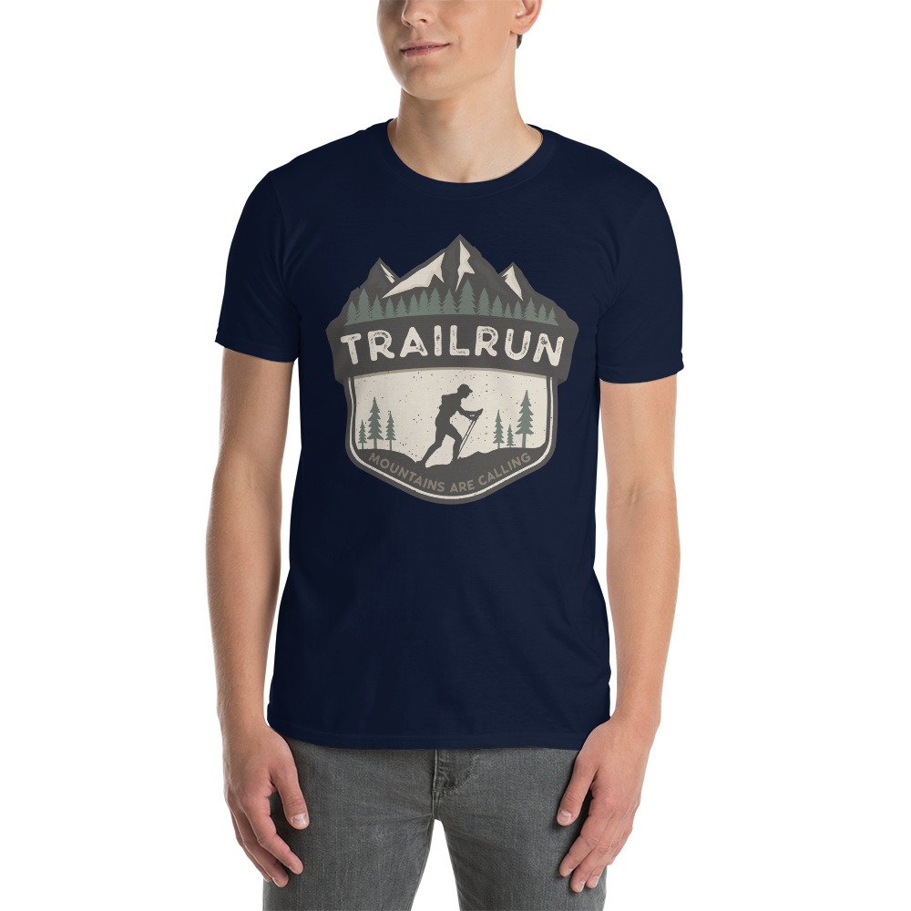 Camiseta Casual Unisex TRAILRUN MOUNTAINS ARE CALLING azul navi hombre