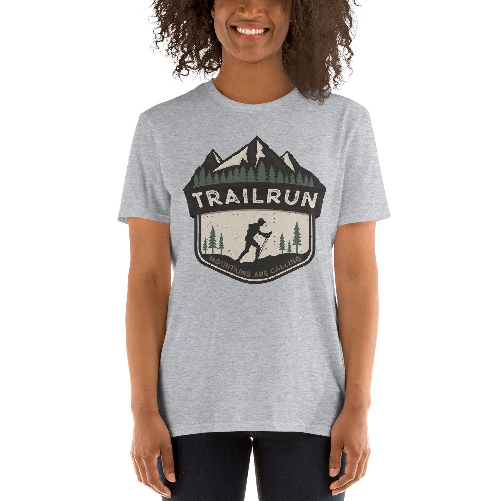 Camiseta Casual Unisex TRAILRUN MOUNTAINS ARE CALLING gris claro mujer