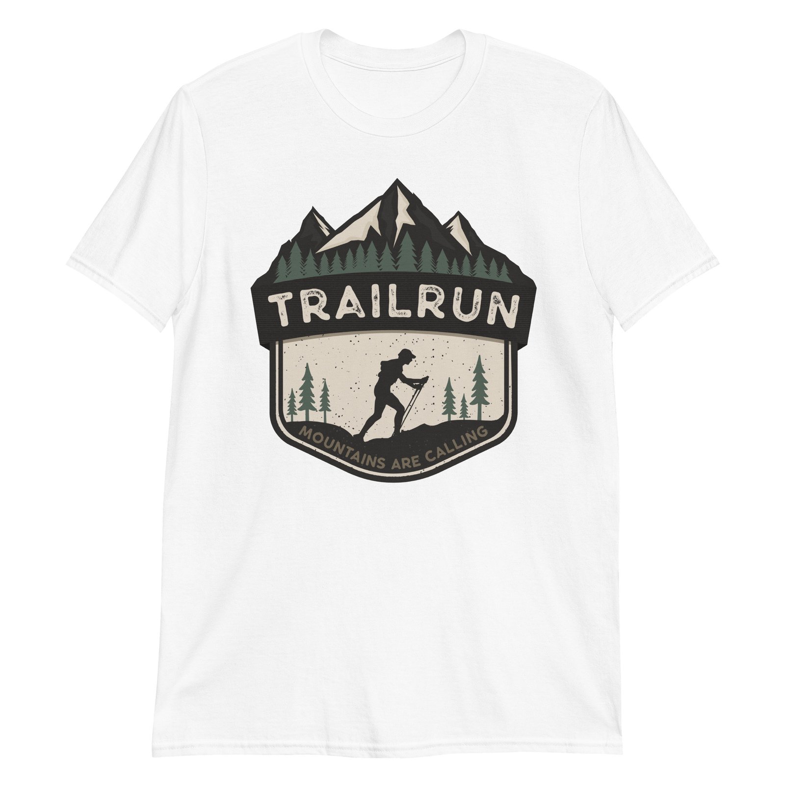 Camiseta Casual Unisex TRAILRUN MOUNTAINS ARE CALLING blanca