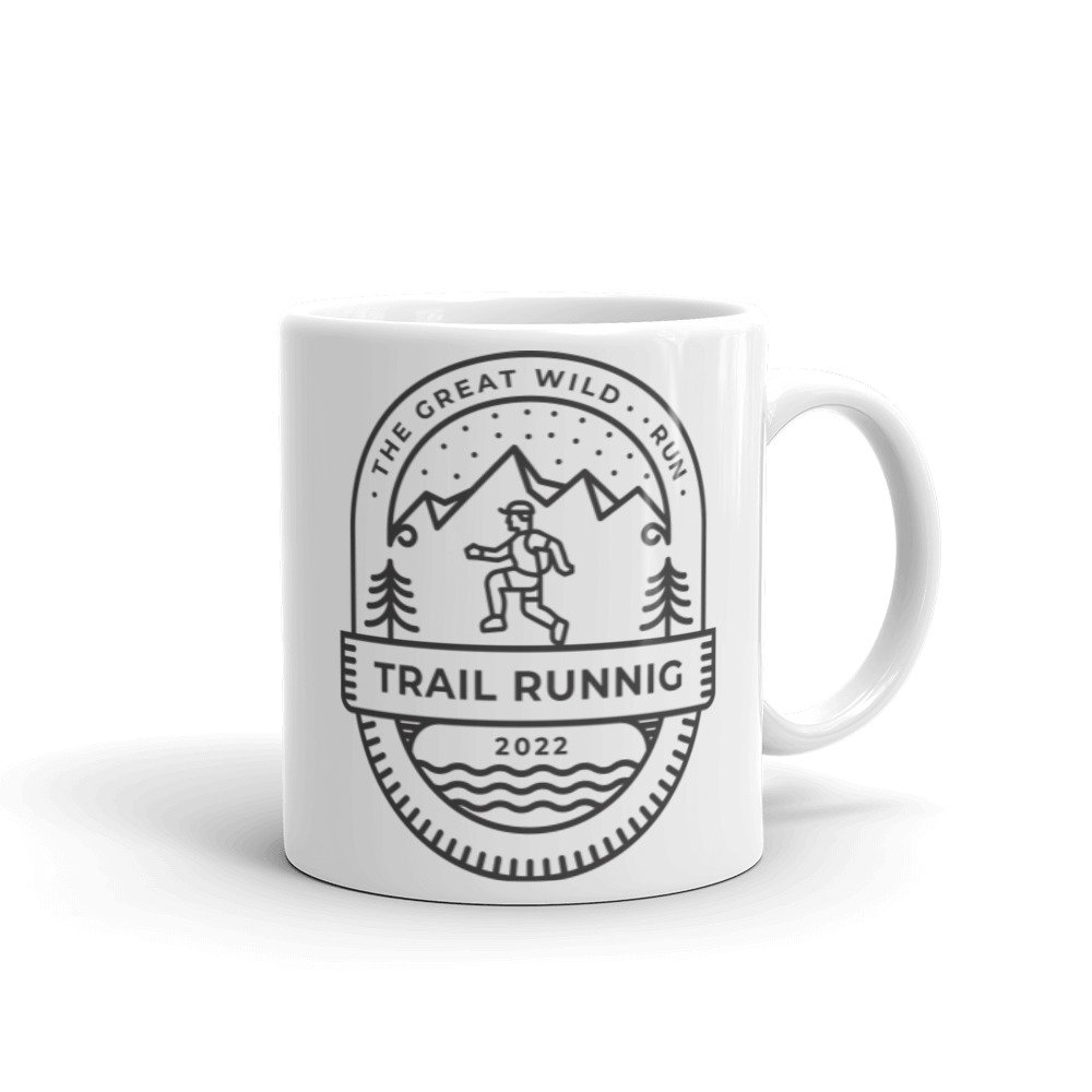 Taza blanca brillo Trail Running the great wild vista izquierda