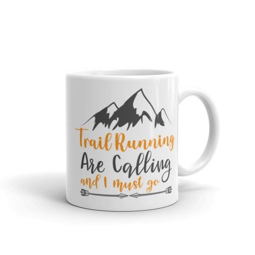 Taza blanca brillo Trail Running Trail Running are calling and i must go vista izquierda
