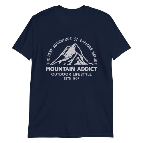 Camiseta Casual Unisex Mountain Addict Azul Navi