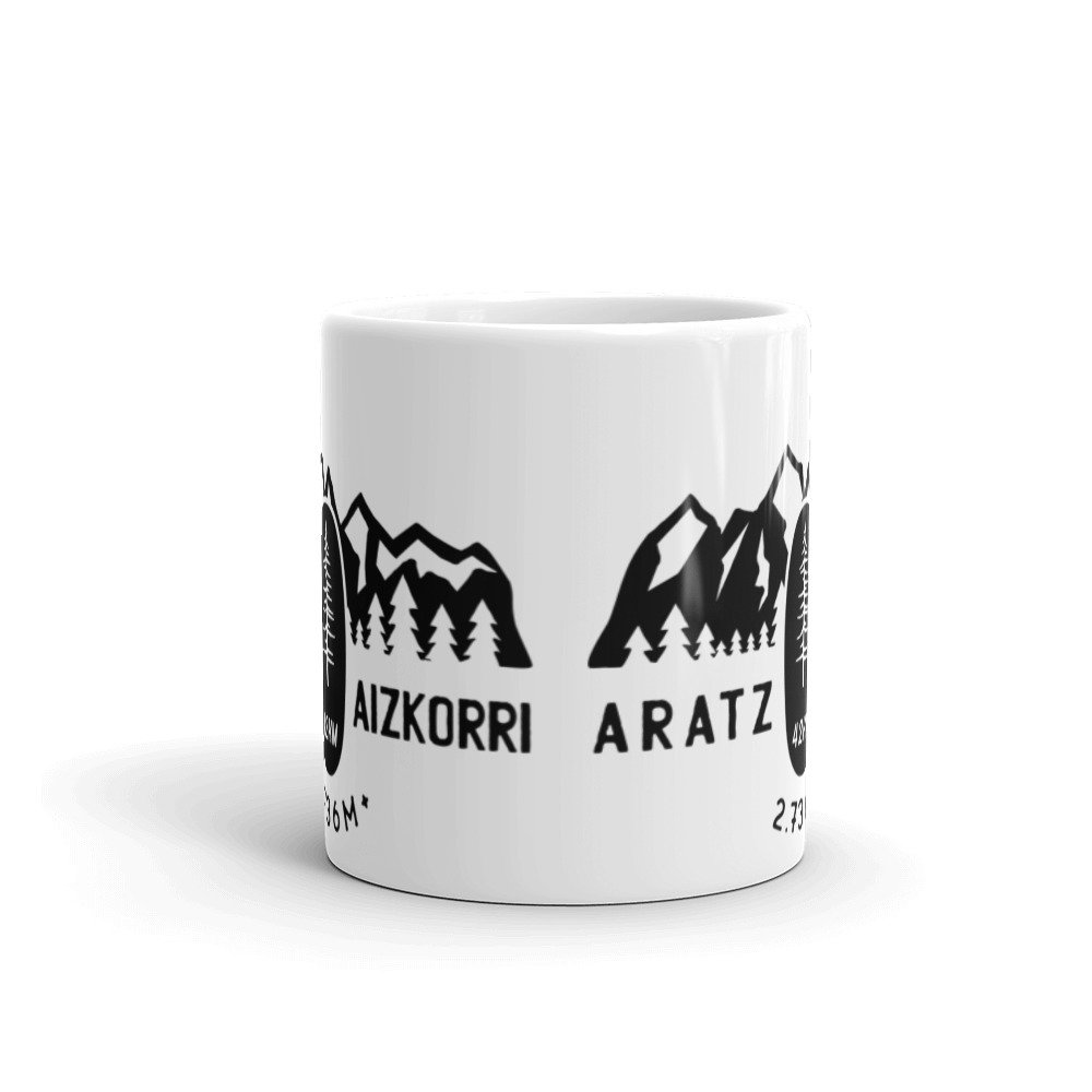 Taza blanca brillo Trail Zegama vista frontal