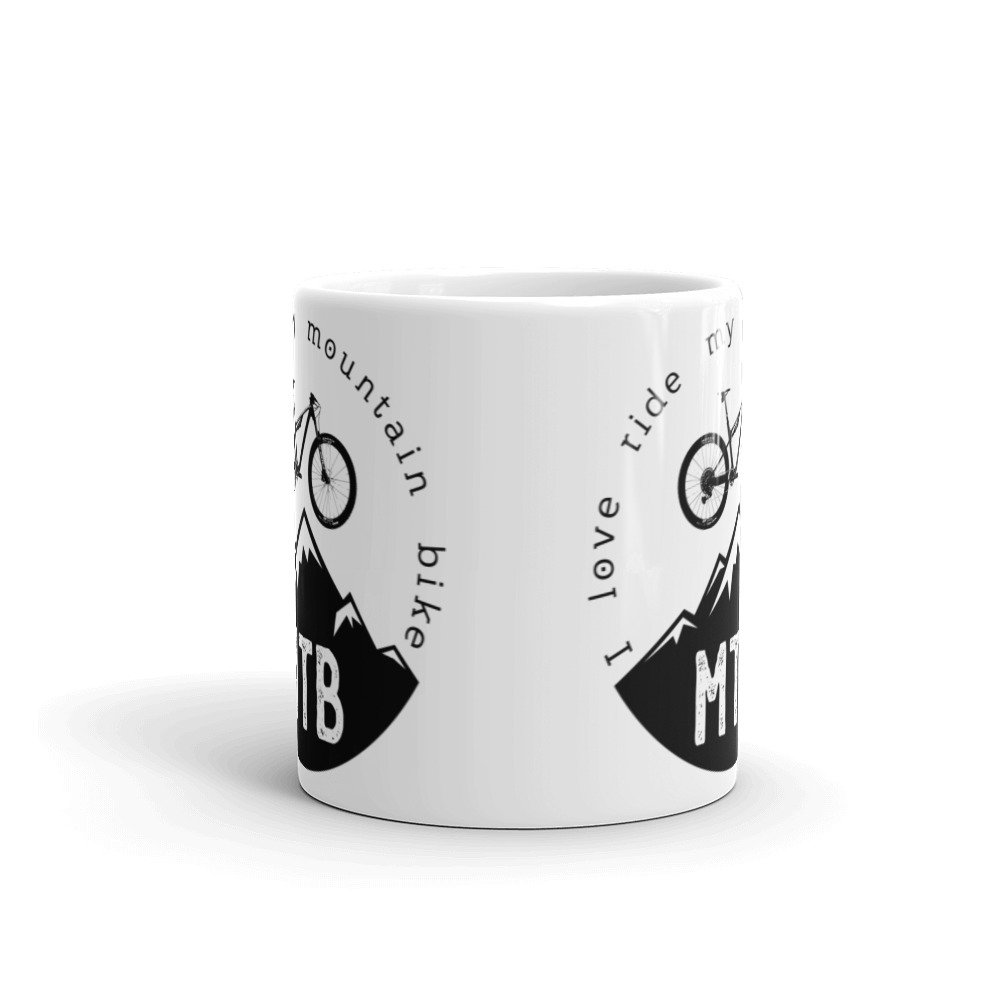 Taza blanca brillo MTB i love bike vista frontal