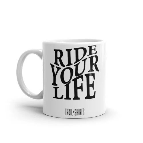 Taza blanca brillo Ride Your Life vista izquierda