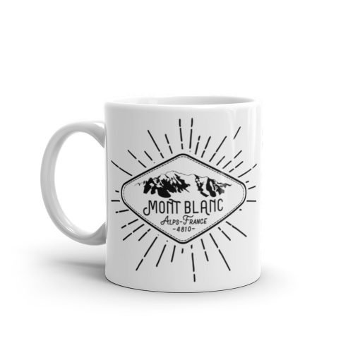 Taza blanca brillo Mountain Mont Blanc vista izquierda