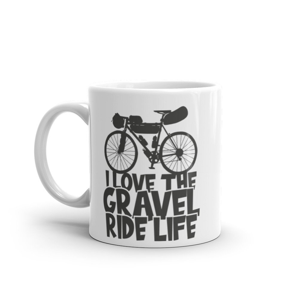 Taza blanca brillo I LOVE THE GRAVEL RIDE LIFE vista izquierda