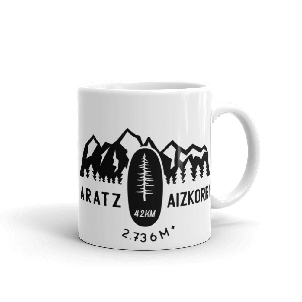 Taza blanca brillo Trail Zegama vista frontal