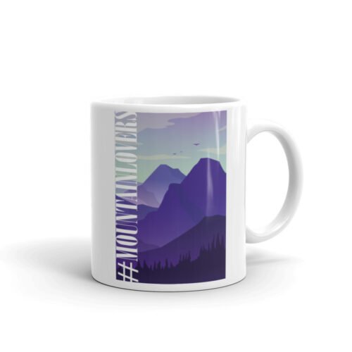 Taza blanca brillo #MOUNTAINLOVERS vista derecha