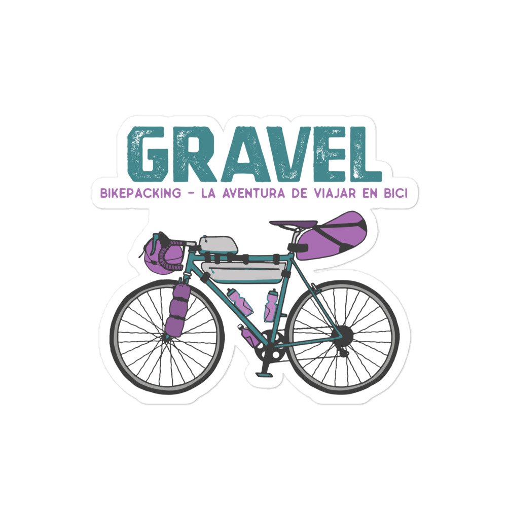 Pegatina Gravel Bikepacking Fondo Blanco