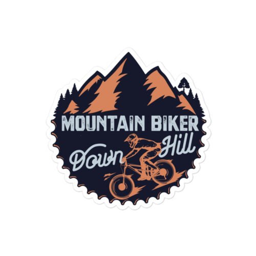 Pegatina Mountain Biker Down Hill Fondo Blanco