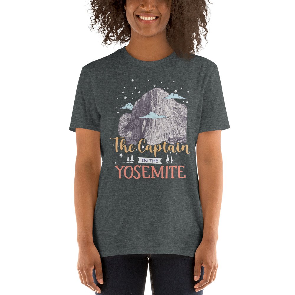 Camiseta Casual Unisex The Captain in The YOSEMITE gris oscuro jaspeado mujer