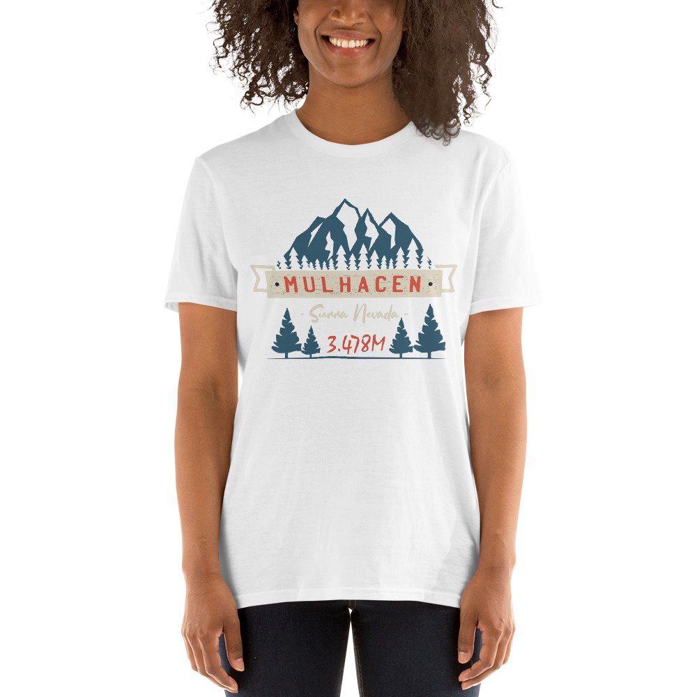 Camiseta Casual Unisex MULHACEN Sierra Nevada Blanca Mujer