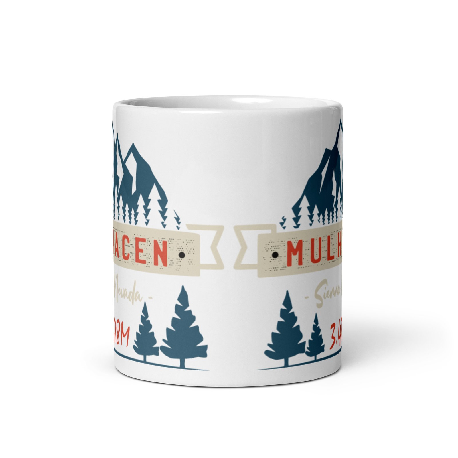 Taza blanca brillo Mulhacén vista frontal