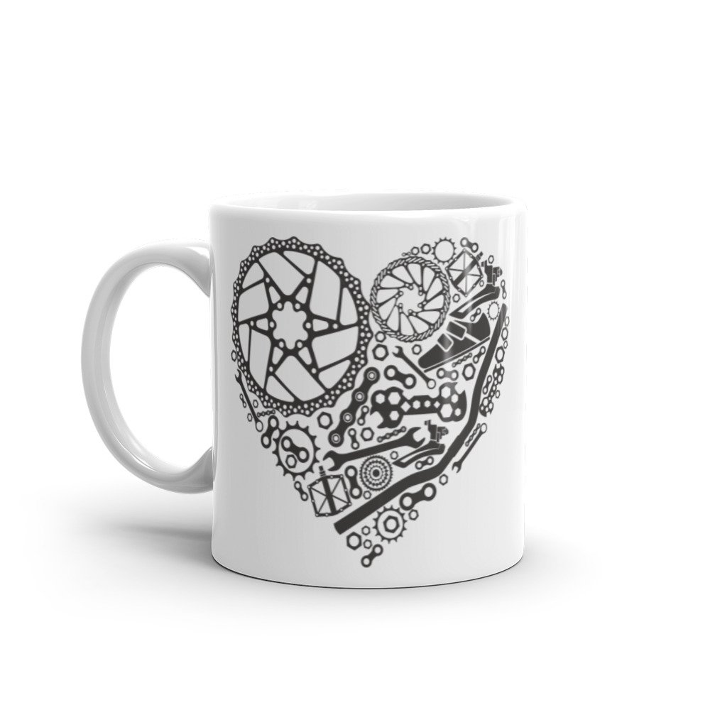 Taza blanca brillo Heart MTB vista izquierda