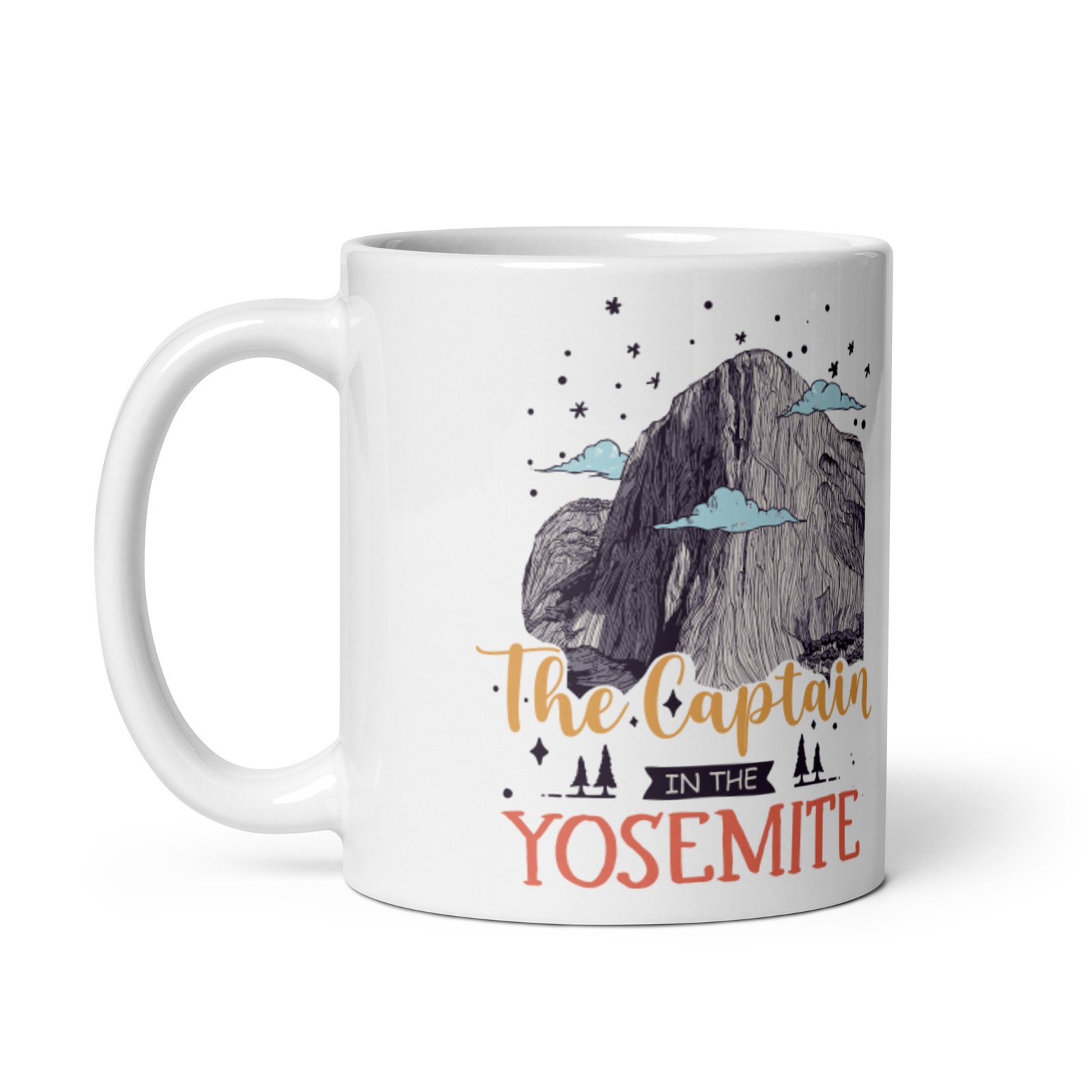 Taza blanca brillo The Captain YOSEMITE vista izquierda