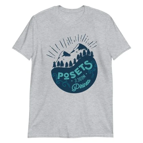 Camiseta Casual Unisex montaña Posets gris claro