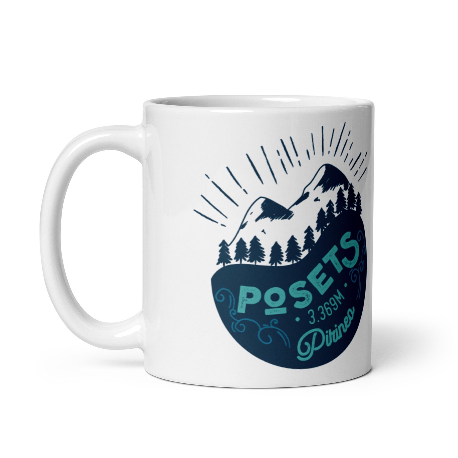 Taza blanca brillo Posets vista izquierda