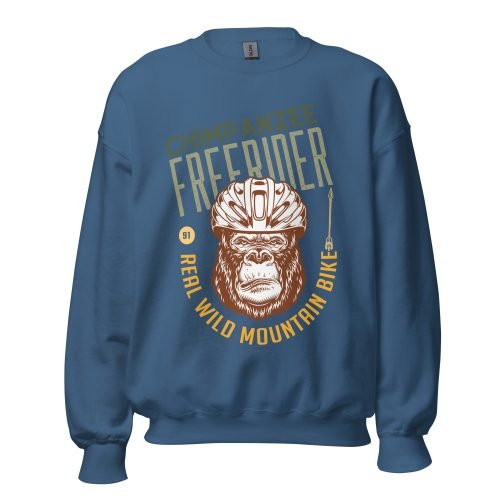 Sudadera Unisex Chimpanzee Freerider azul añil
