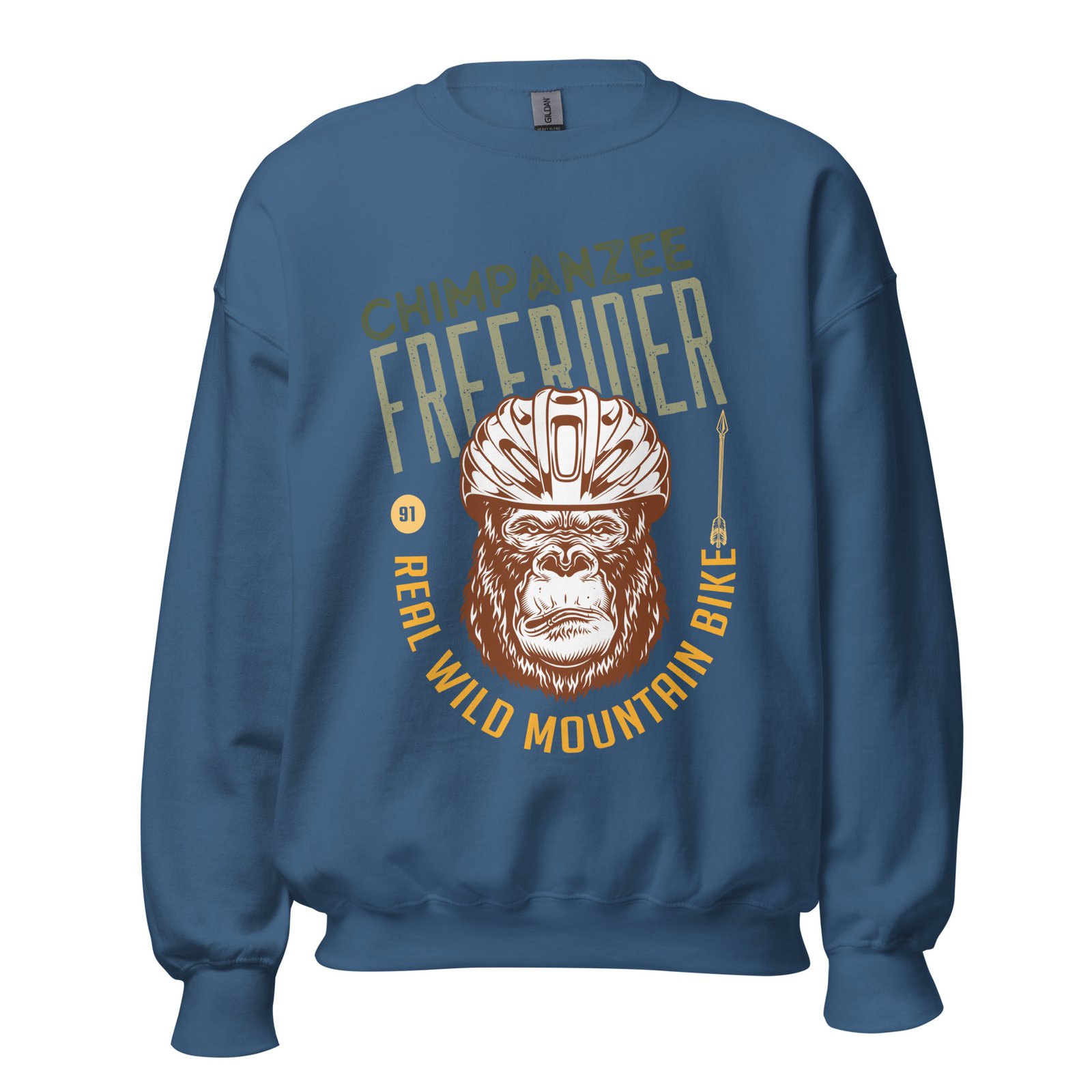 Sudadera Unisex Chimpanzee Freerider azul añil