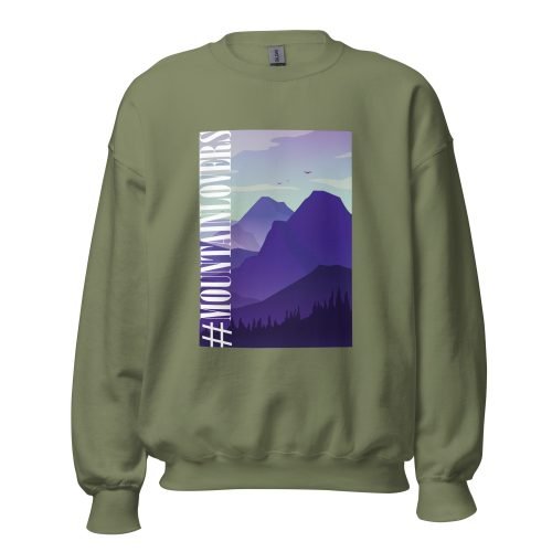 Sudadera Unisex Montana #MOUNTAINLOVERS verde militar