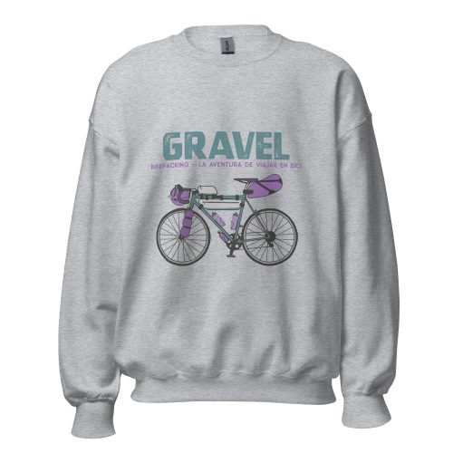 Sudadera Unisex Gravel Bikepacking gris claro