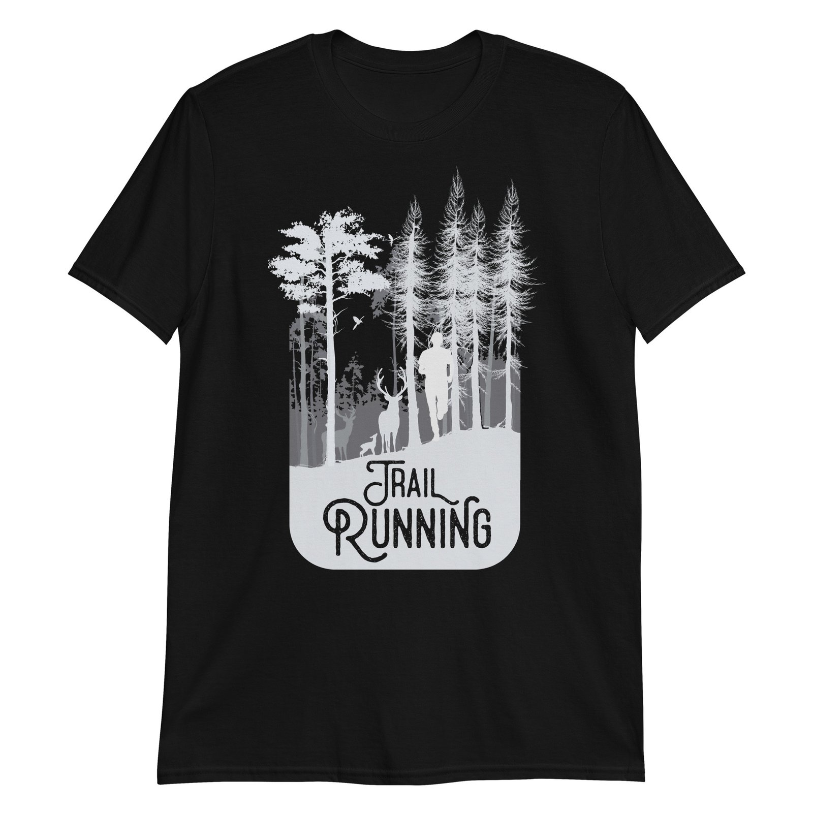 Camiseta Casual Unisex Trail Running Forest negro