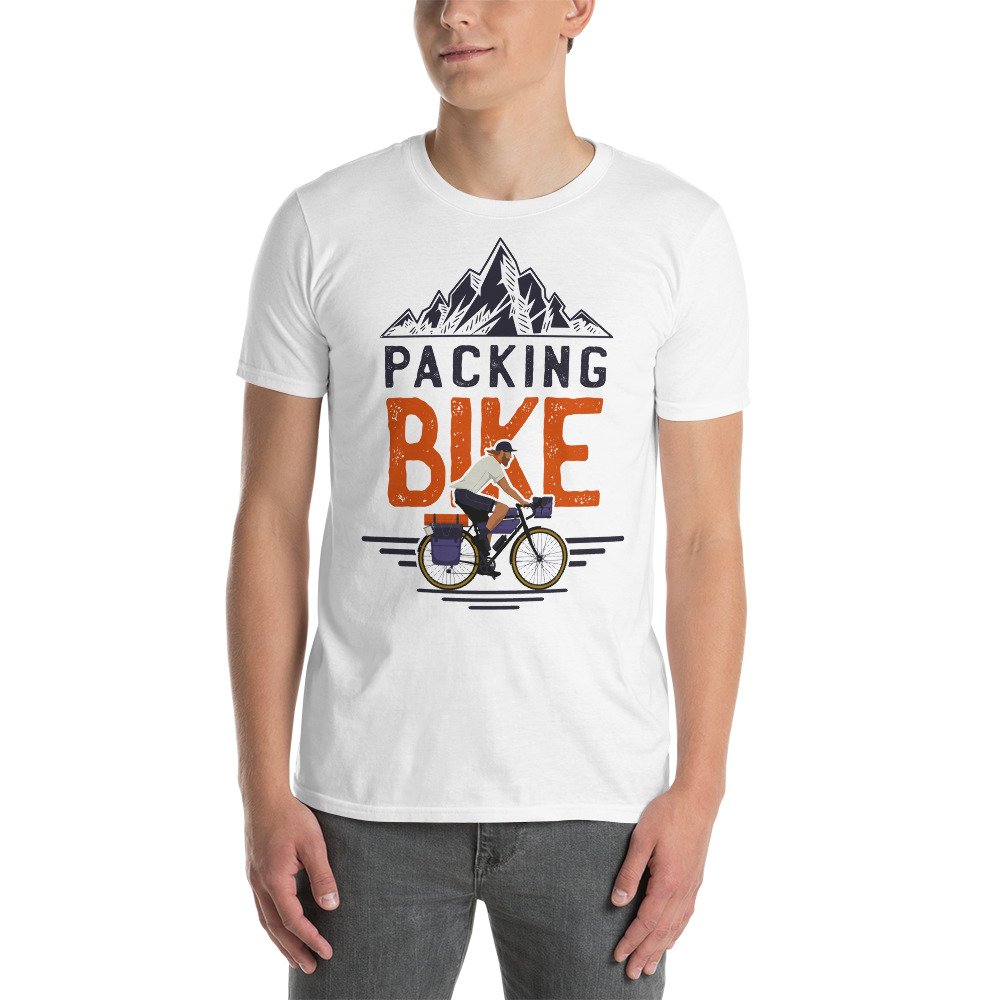 Camiseta Casual Unisex Bike Packing blanca hombre