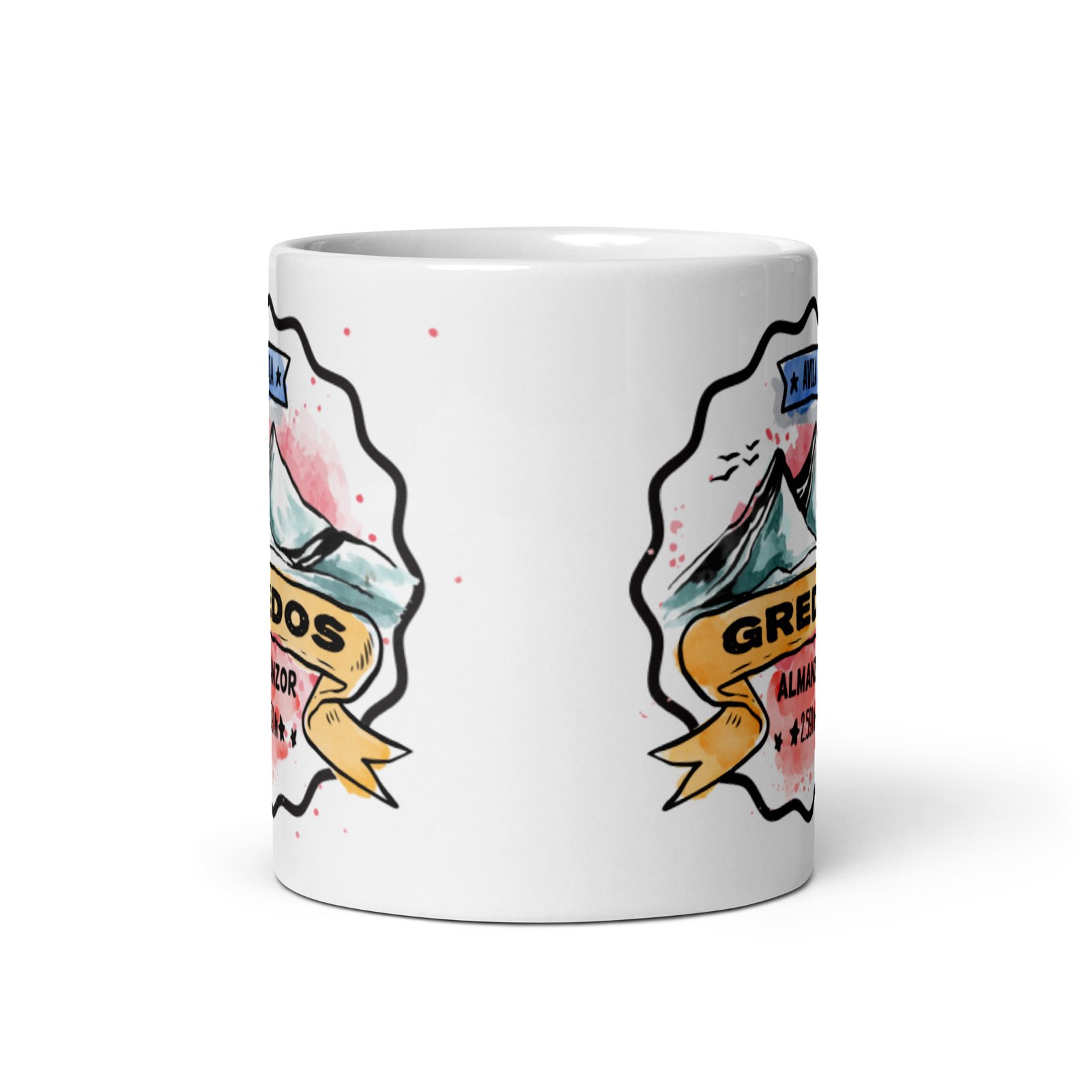 Taza blanca brillo Gredos vista frontal