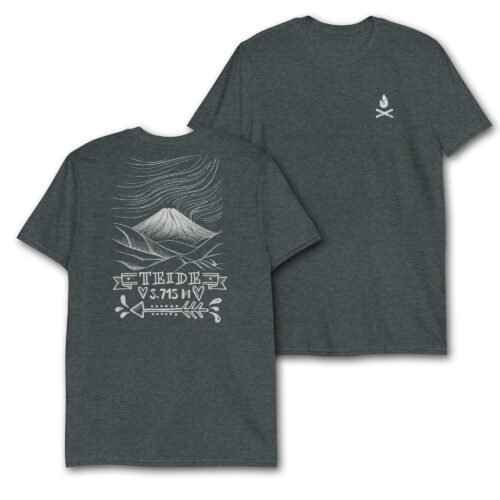 Camiseta Casual Unisex mountain Teide 3.715M gris oscuro jaspeado
