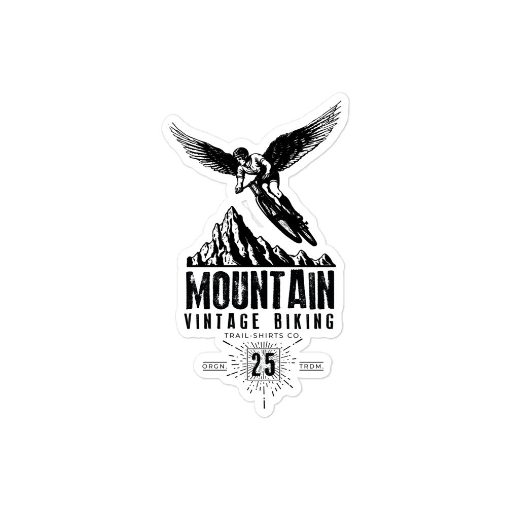 Pegatina Mountain Vintage Biking Fondo Blanco