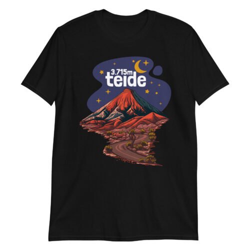 Camiseta Casual Unisex mountain Teide negro