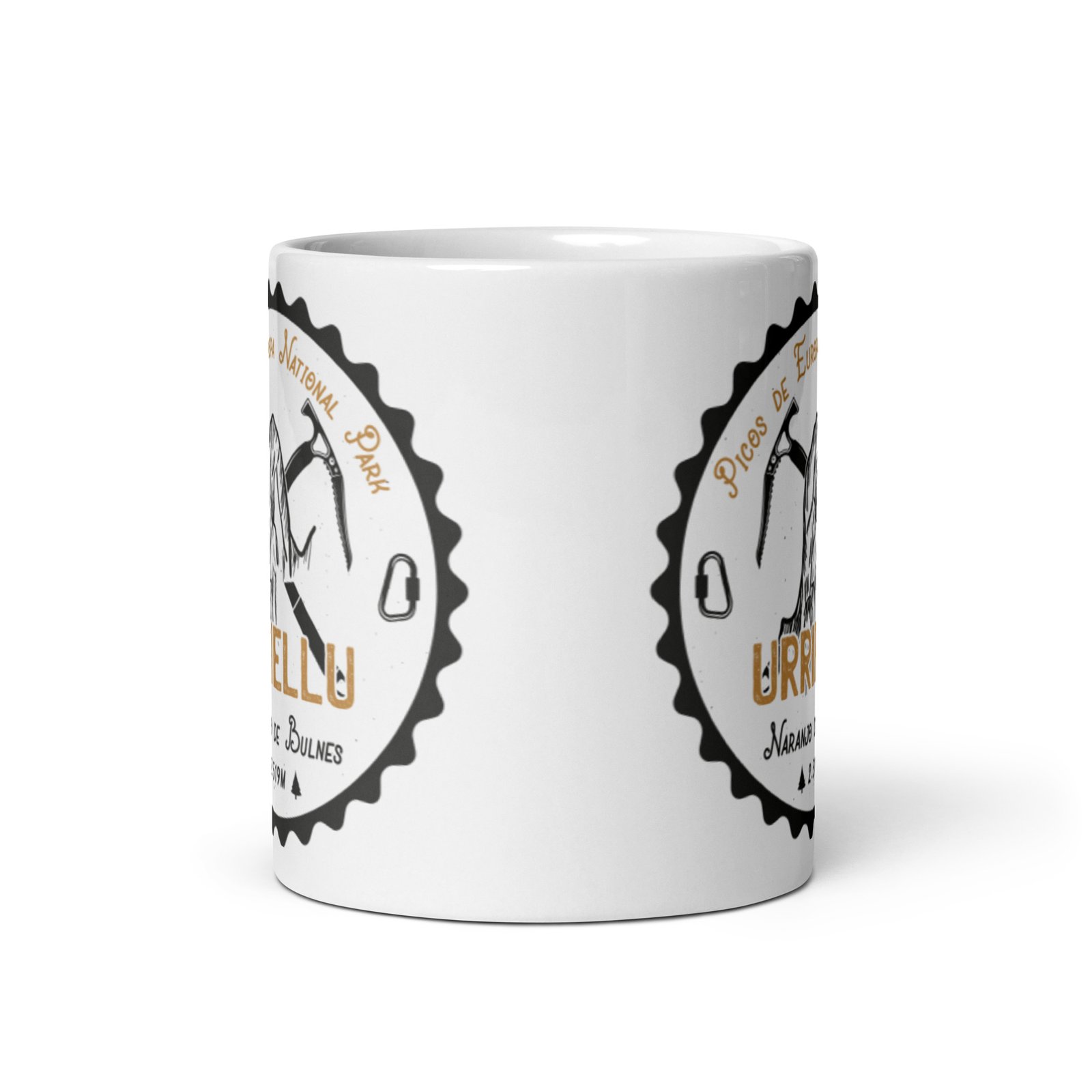 Taza blanca brillo mountain Urriellu vista frontal
