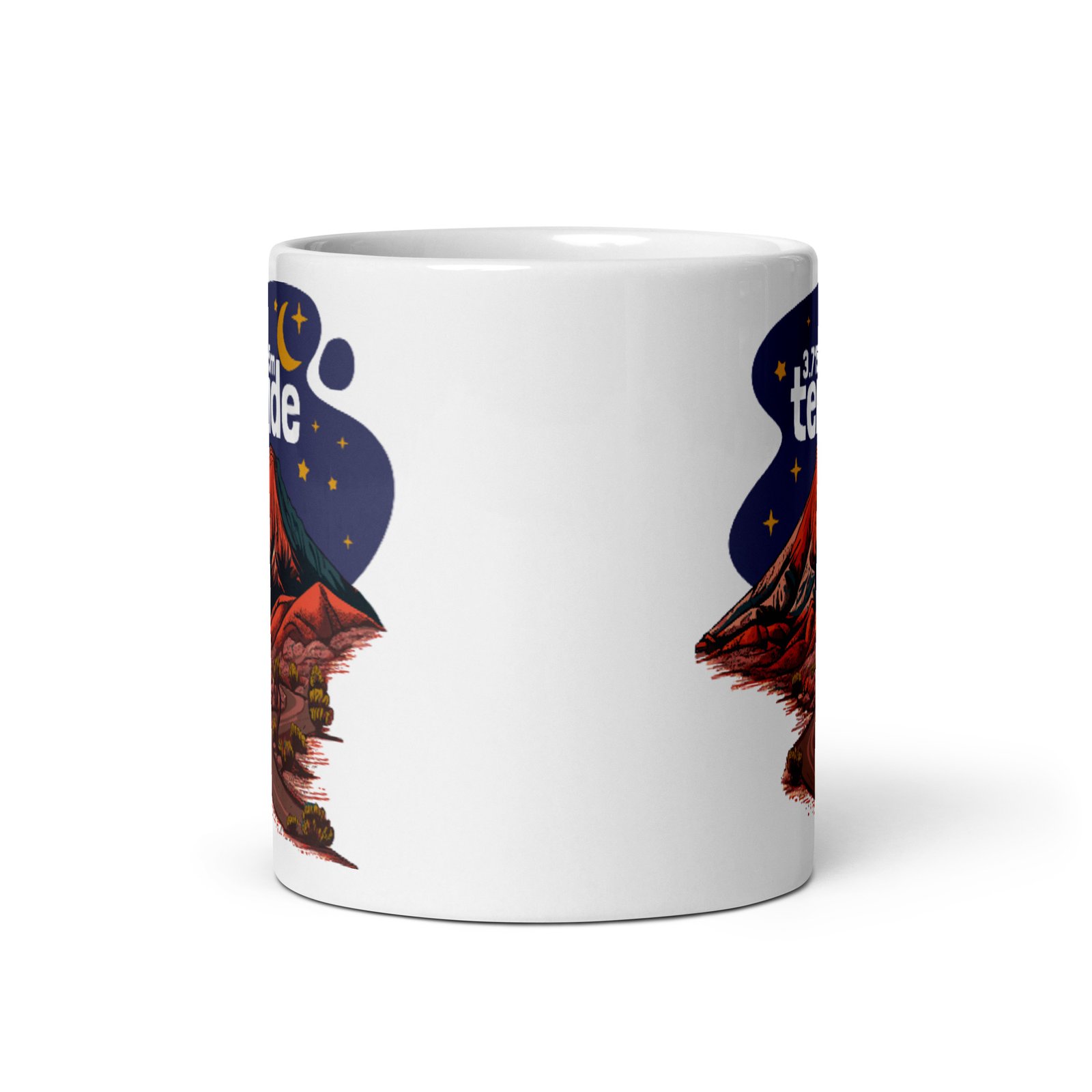 Taza blanca brillo mountain TEIDE vista frontal