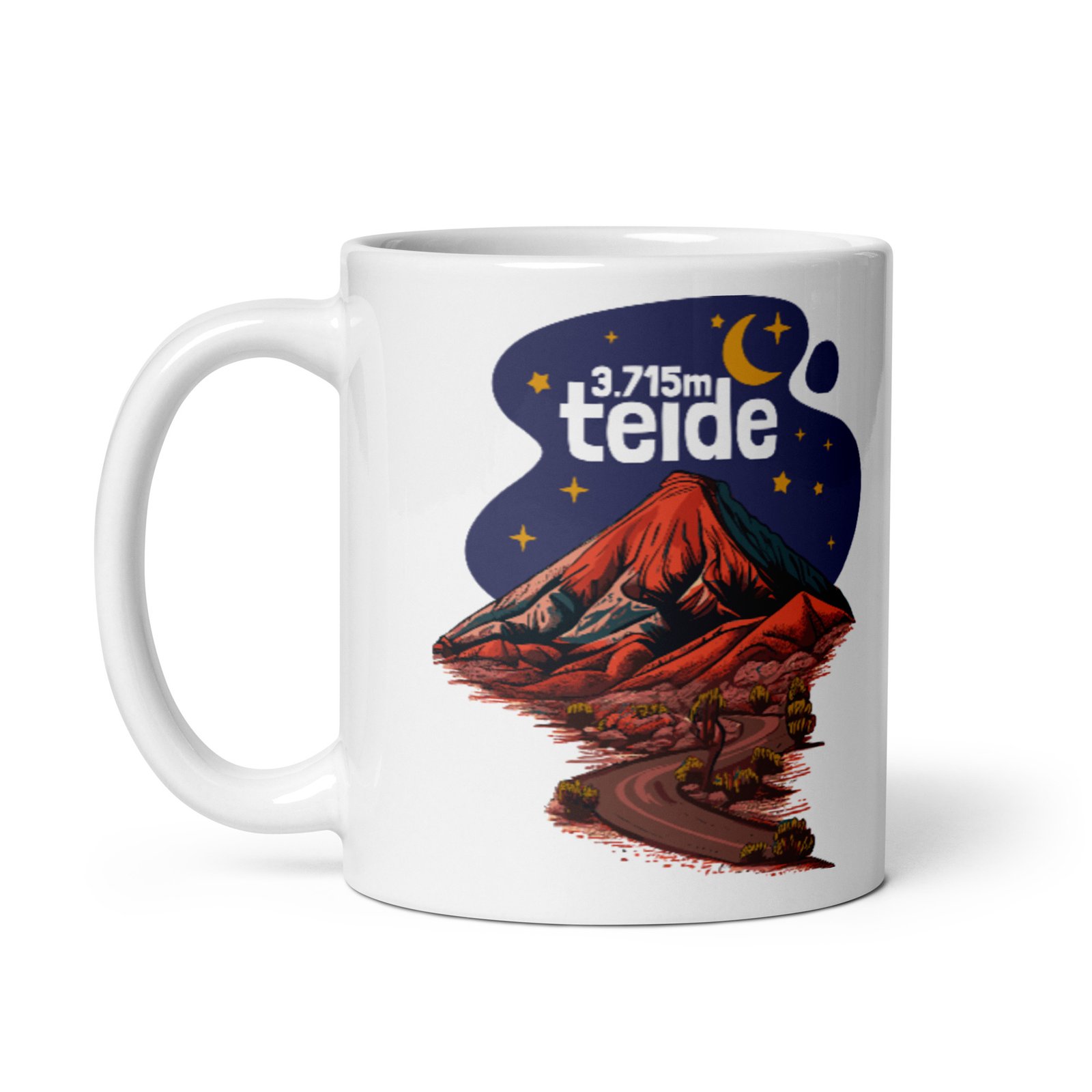 Taza blanca brillo mountain TEIDE vista izquierda