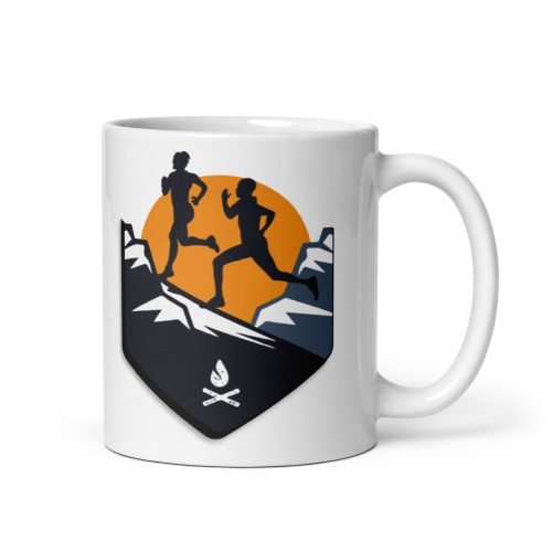 Taza blanca brillo mountain Ultra Trail Running vista derecha