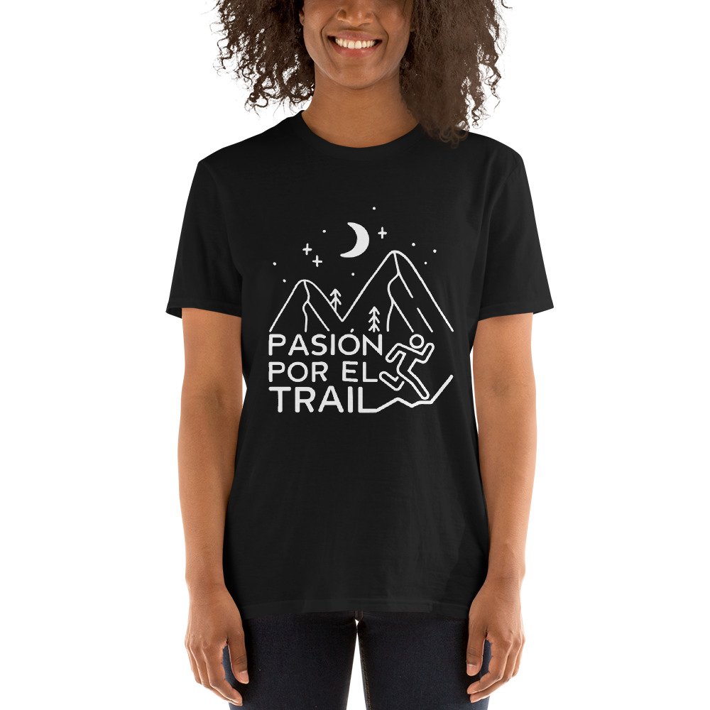 Camiseta Casual Unisex Pasión Trail negra mujer