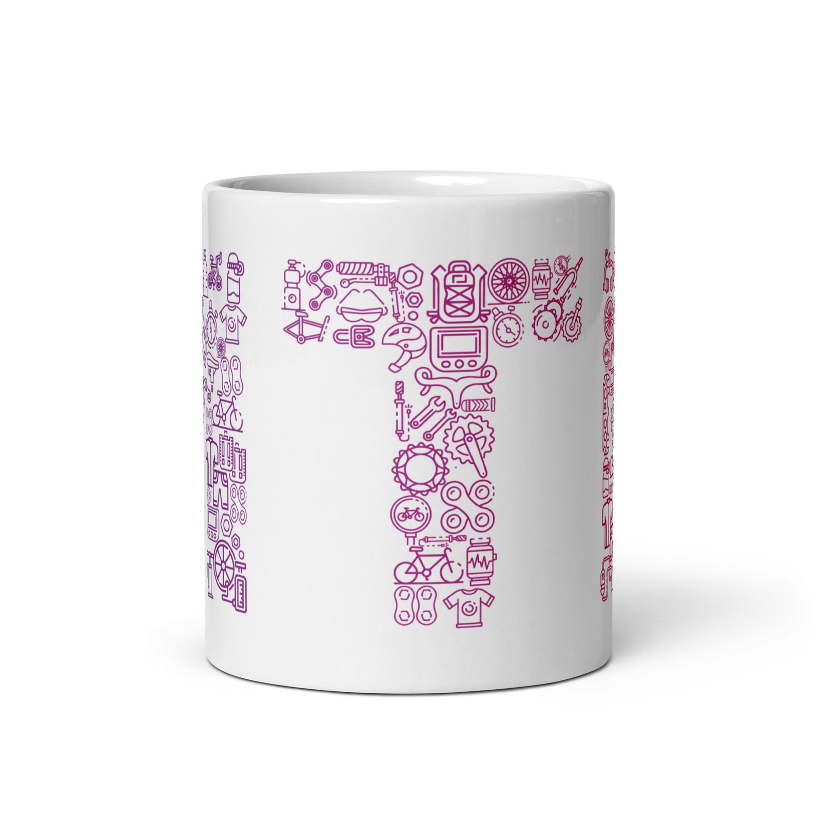 Taza blanca brillo MTB Iconic vista frontal