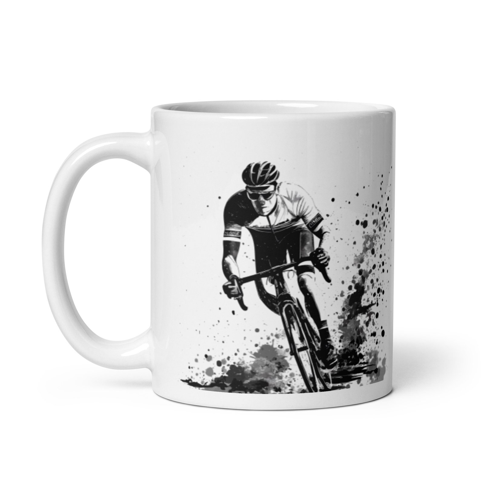 Taza blanca brillo Gravel Bike vista izquierda