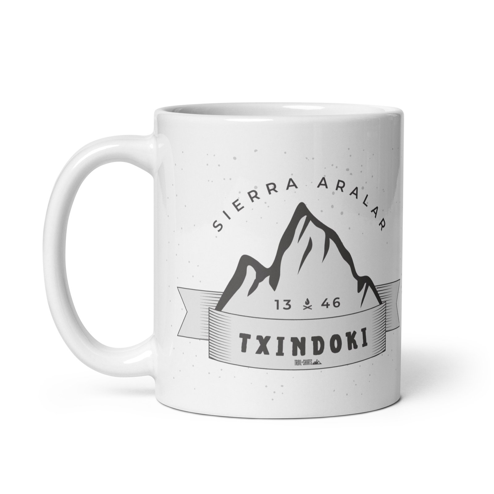 Taza blanca brillo Txindoki vista izquierd