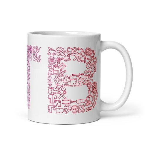 Taza blanca brillo MTB Iconic vista derecha