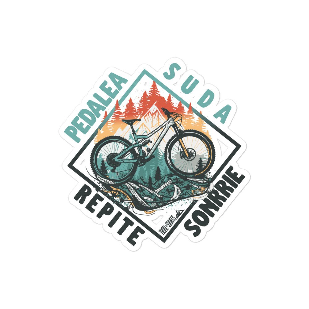 Pegatina Pedalea Suda Sonríe Repite Fondo Blanco