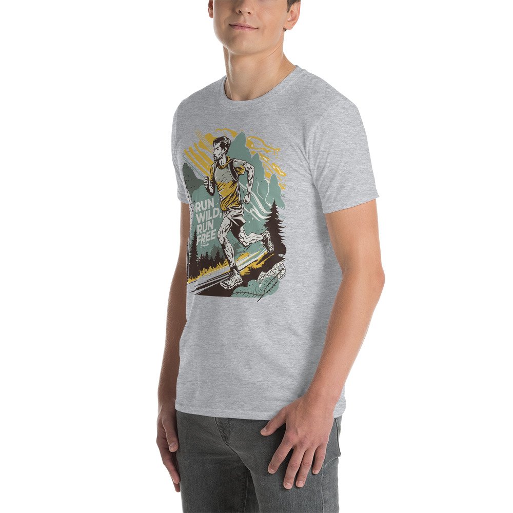 Camiseta Casual Unisex Run Wild, Run Free Gris claro hombre