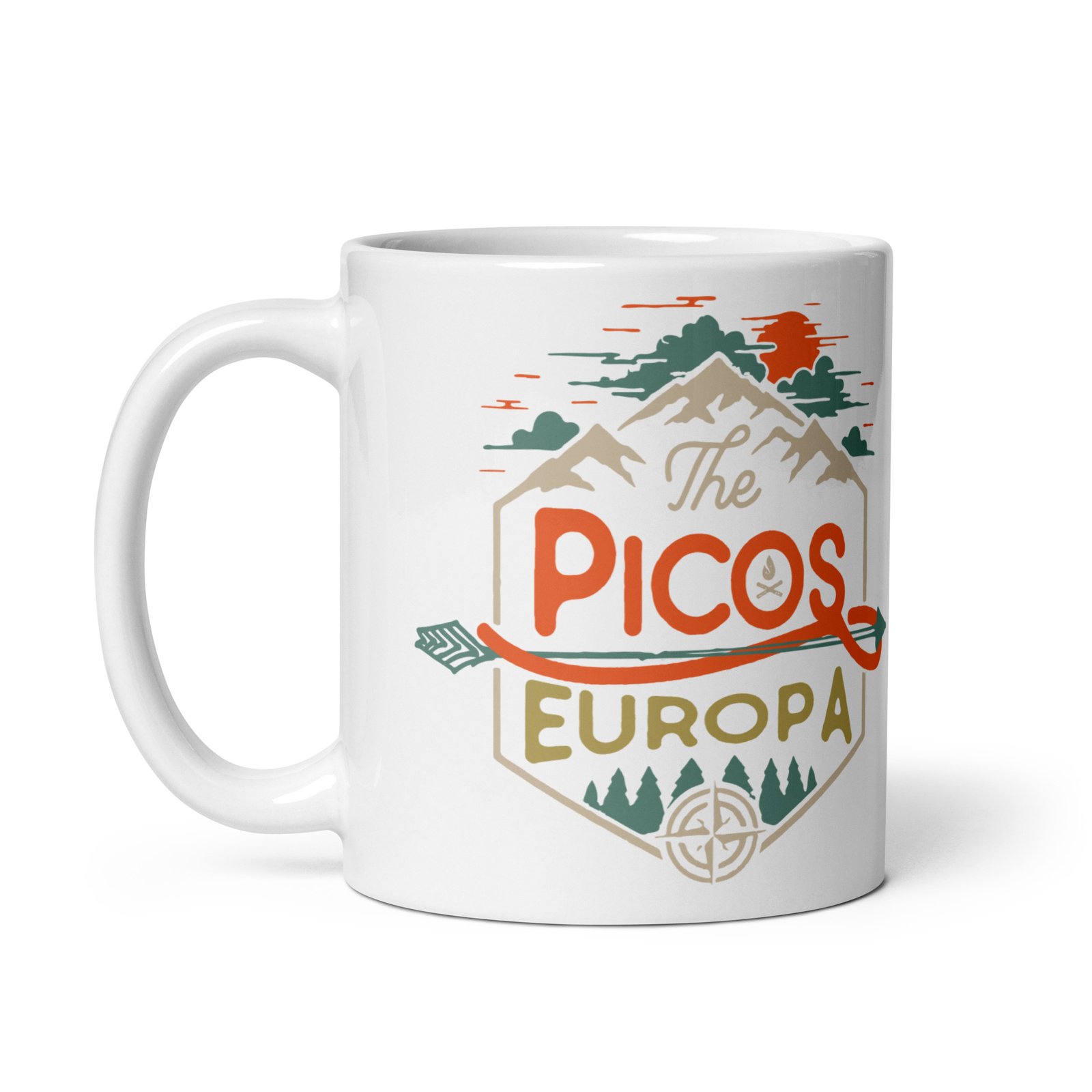 Taza blanca brillo The Picos Europa vista izquierda