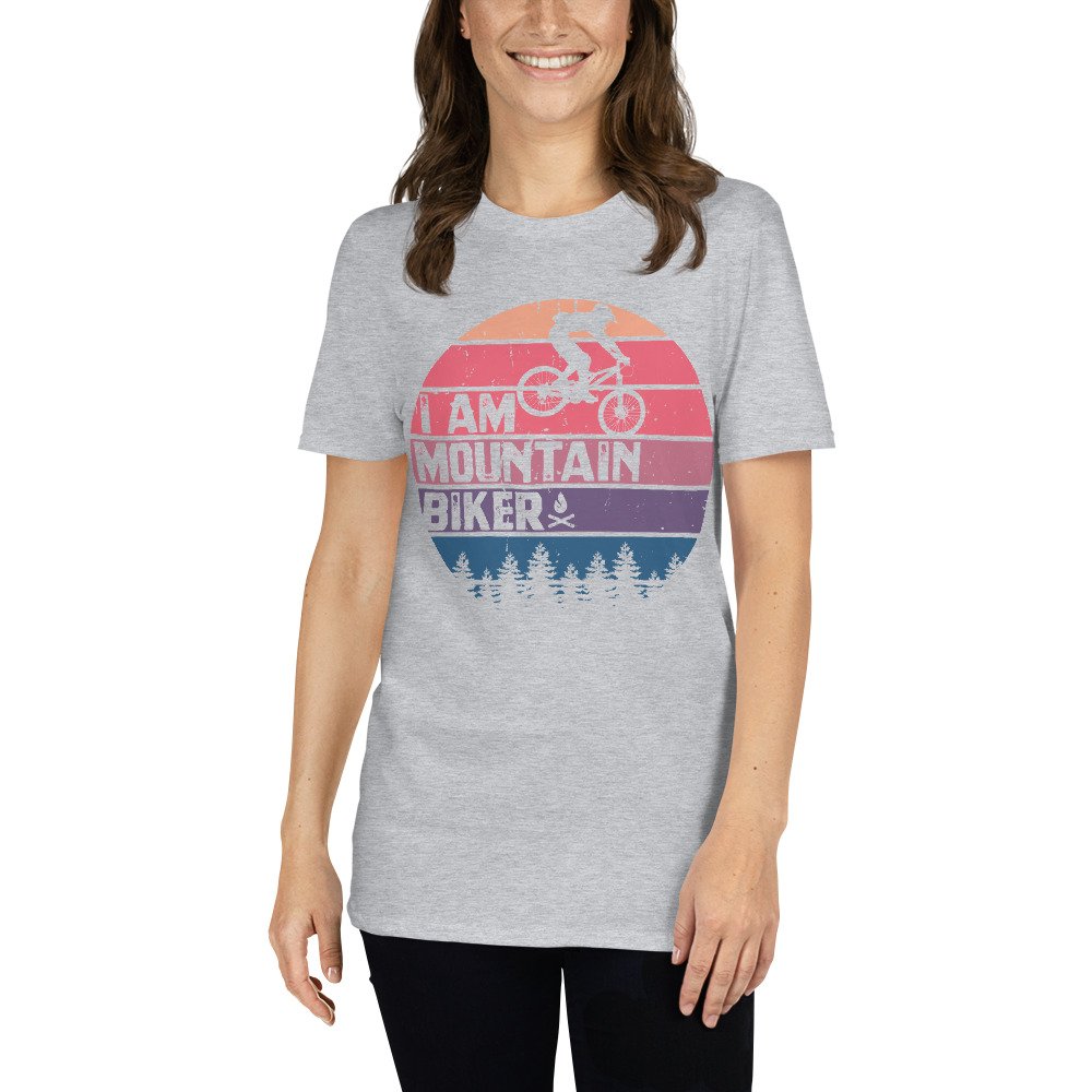 Camiseta Casual Unisex I AM MOUNTAIN BIKER gris claro mujer