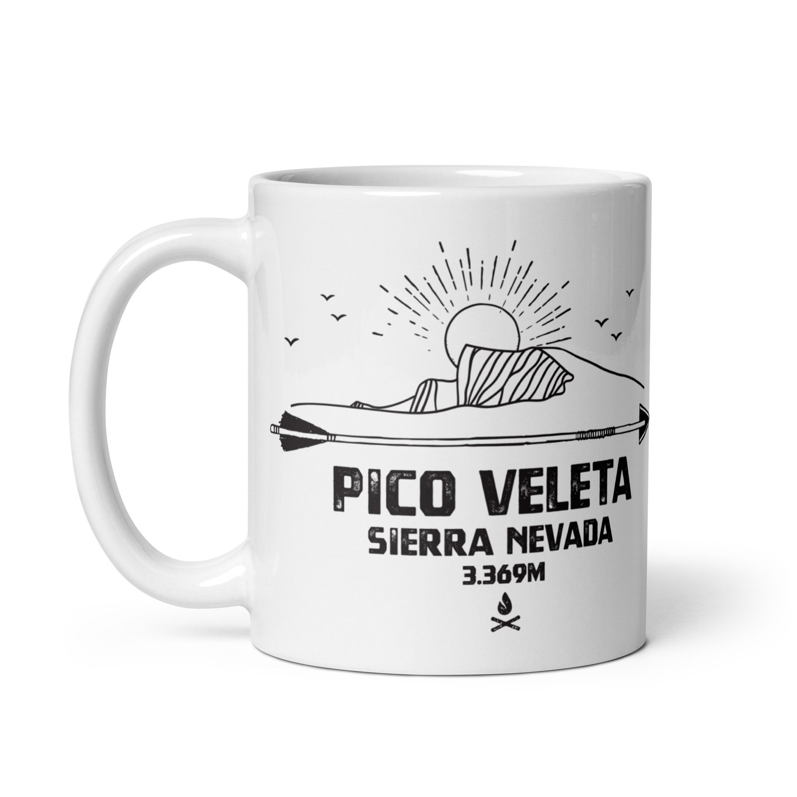 Taza blanca brillo PICO VELETA vista izquierda