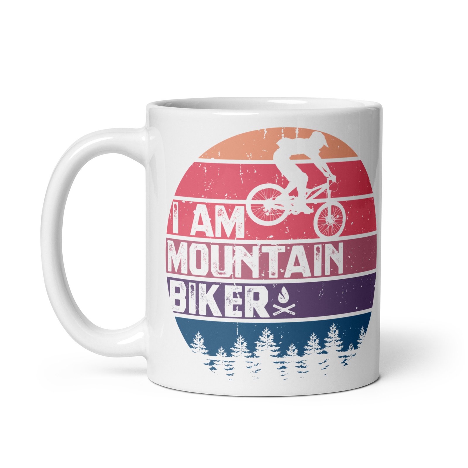 Taza blanca brillo I AM MOUNTAIN BIKER vista izquierda