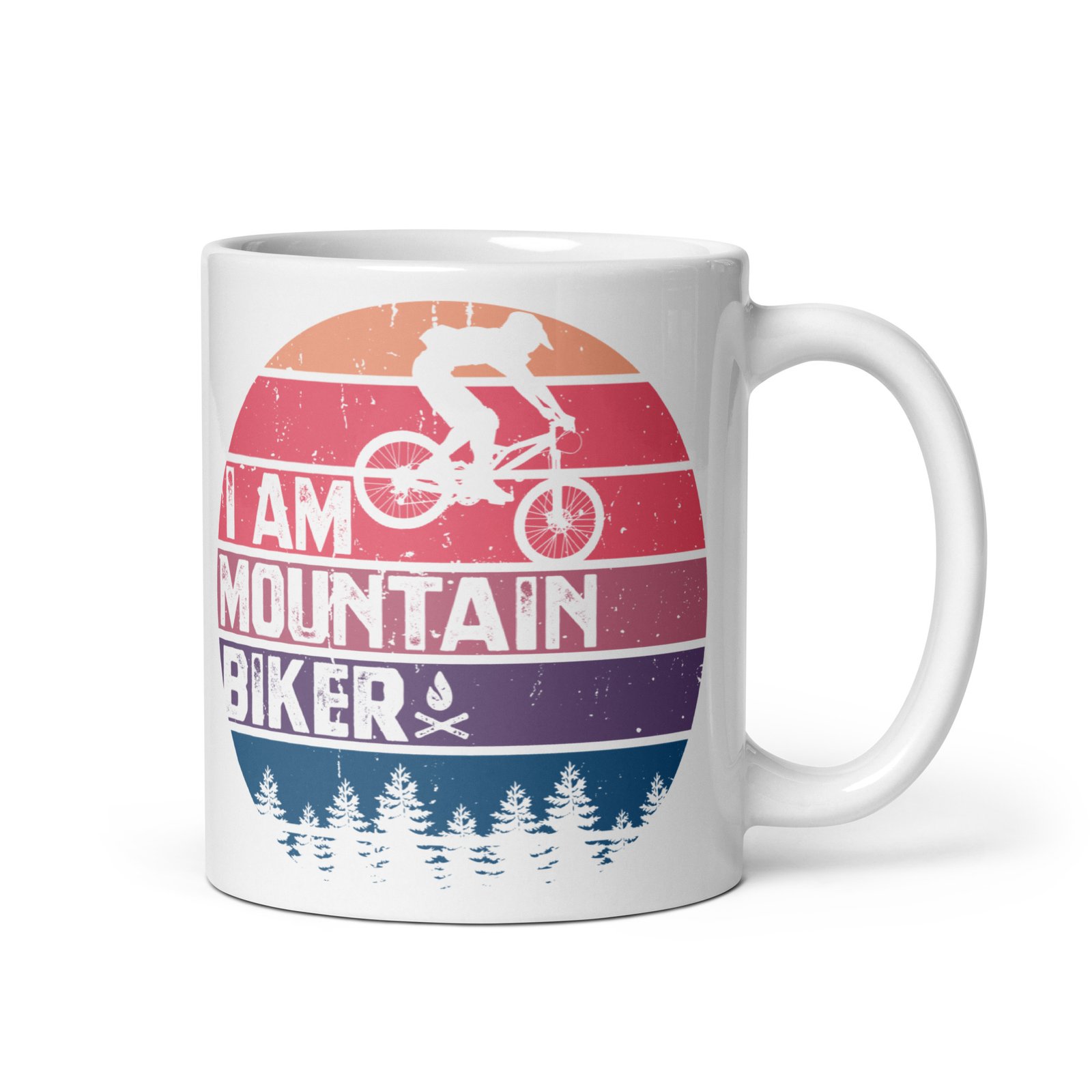 Taza blanca brillo I AM MOUNTAIN BIKER vista derecha